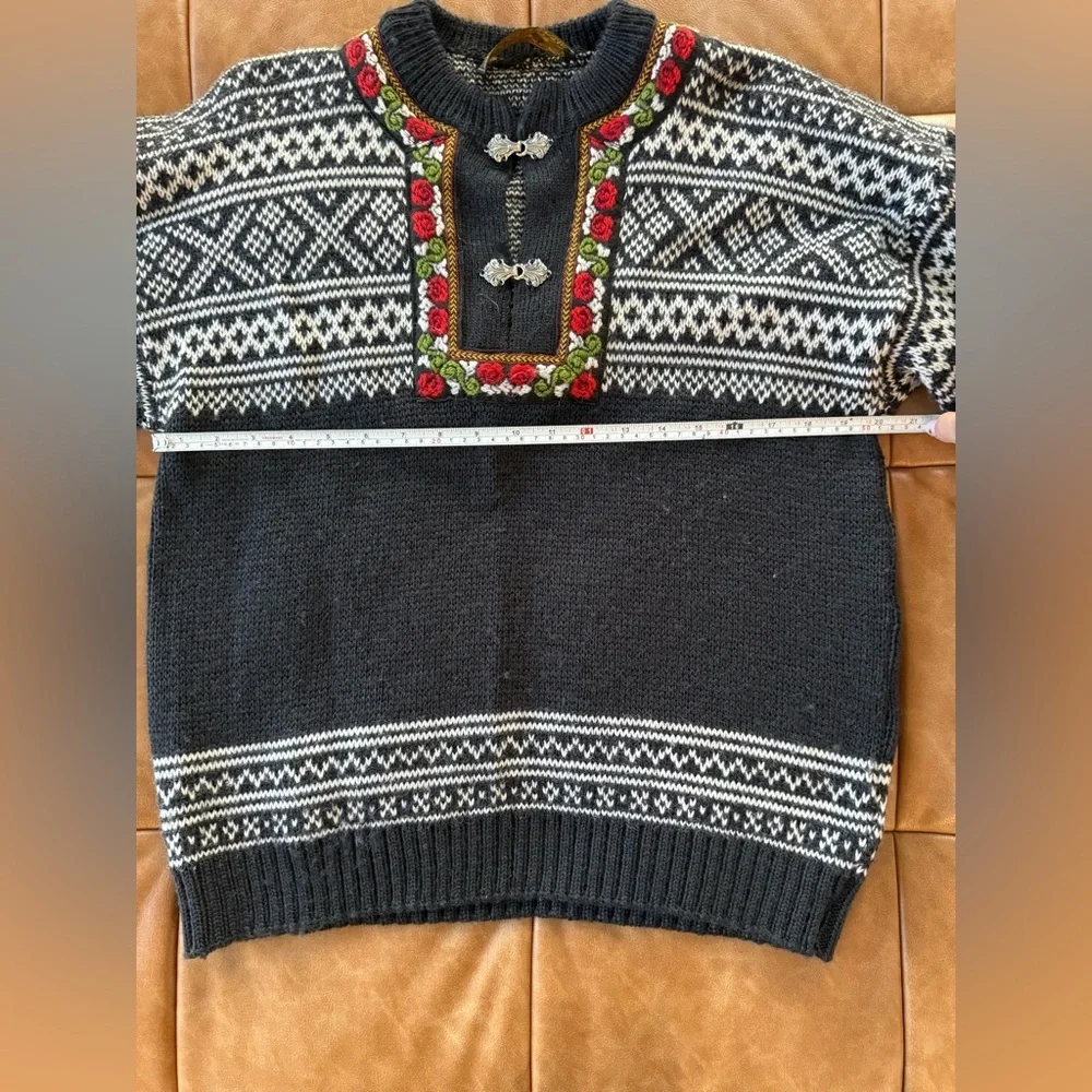 Vintage Nordstrikk Cardigan Sweater Womens Men’s White Wool Fair Isle Norway Ski - Picture 3 of 9